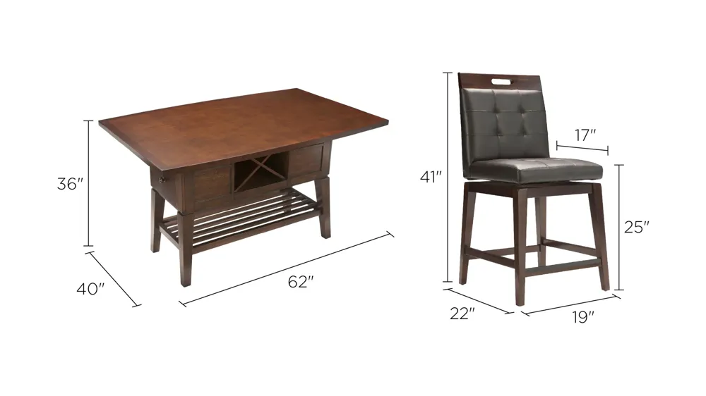 Danfield 5-pc. Counter-Height Dining Set Dimensions
