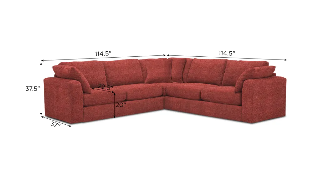 Nappily 3-pc. Sectional Dimensions