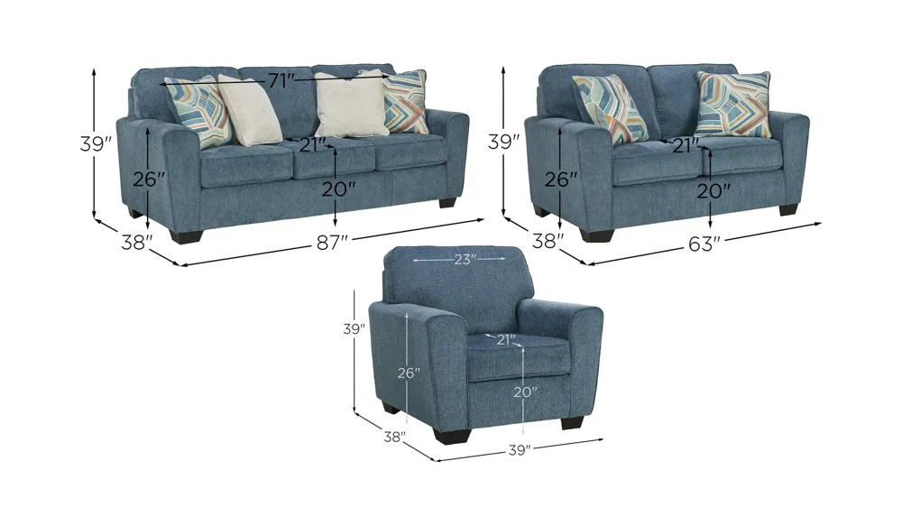 Cashton Living Room Set Dimensions