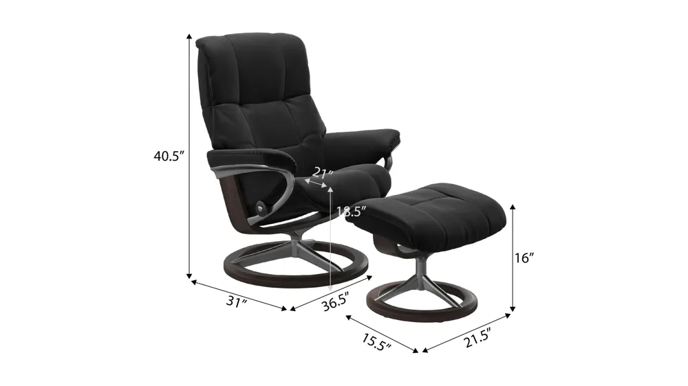 Mayfair Large Signature Chair w/ Ottoman Dimensions