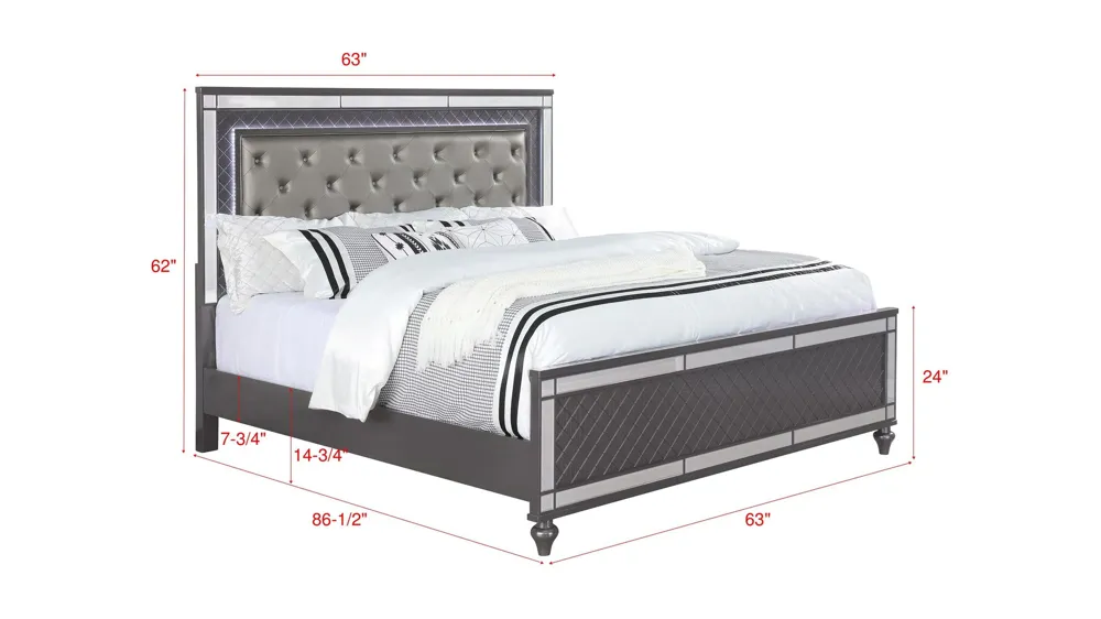 Refina 3-pc. Upholstered Bedroom Set Dimensions