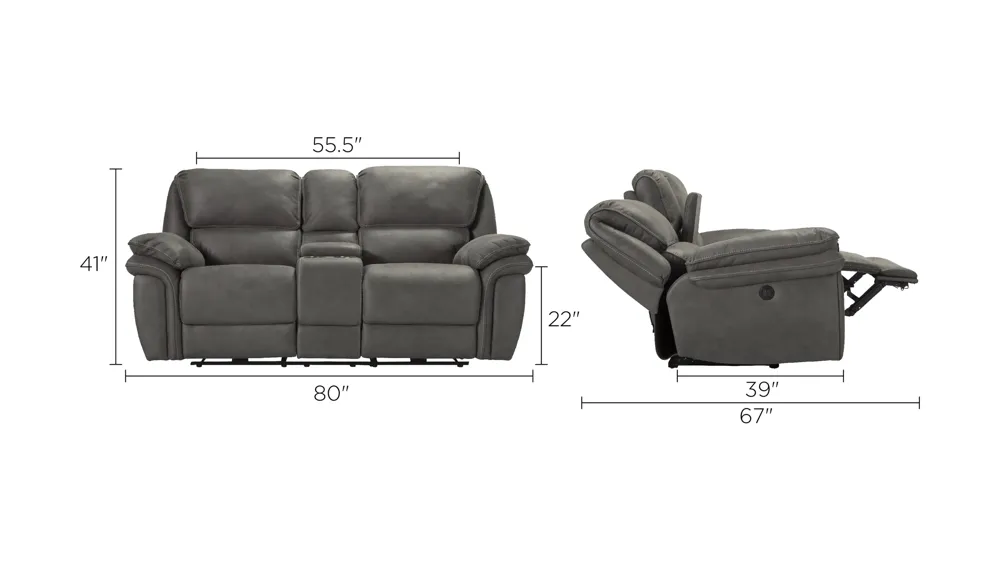 Skye Microfiber Power Reclining Console Loveseat Dimensions