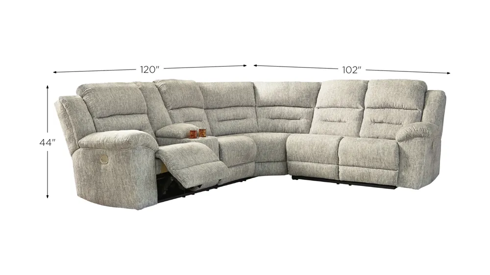 Family Den 3-pc. Power Reclining Sectional Dimensions