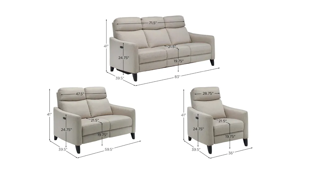 Adrienne Living Room Set Dimensions