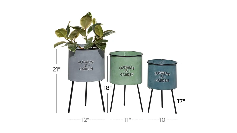Ivy Collection Multi Colored Metal Planter Set of 3 Dimensions