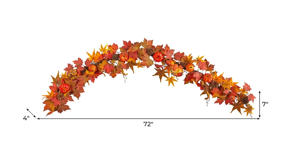 6' Harvest Foliage Artificial Garland Dimensions
