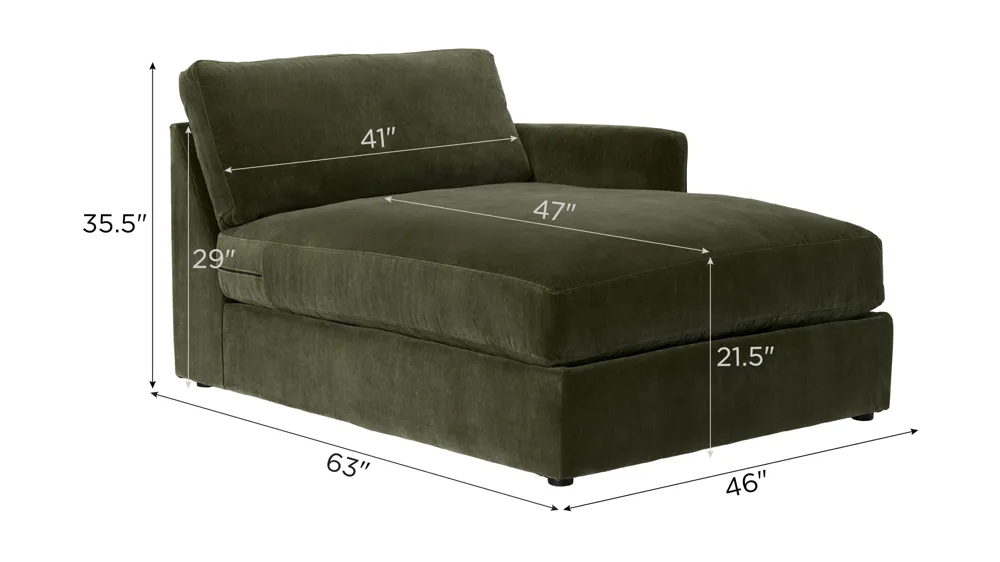 Everest Right Arm Facing Chaise Dimensions