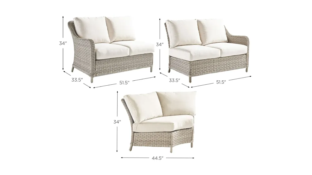 Mayfair 3-pc. Outdoor Sectional Dimensions