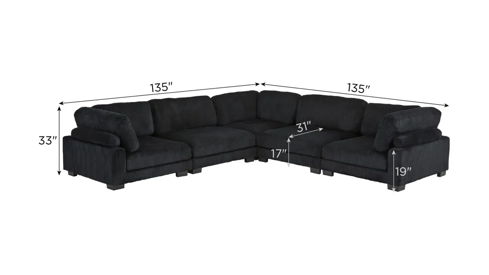 Maverick 5-pc. Sectional Dimensions