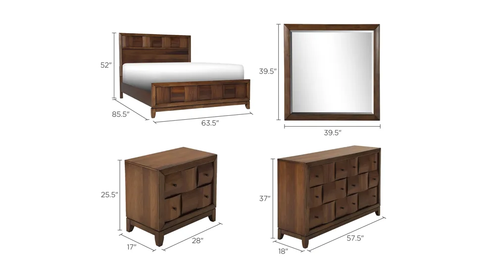 Jovie 4-pc. Platform Bedroom Set Dimensions