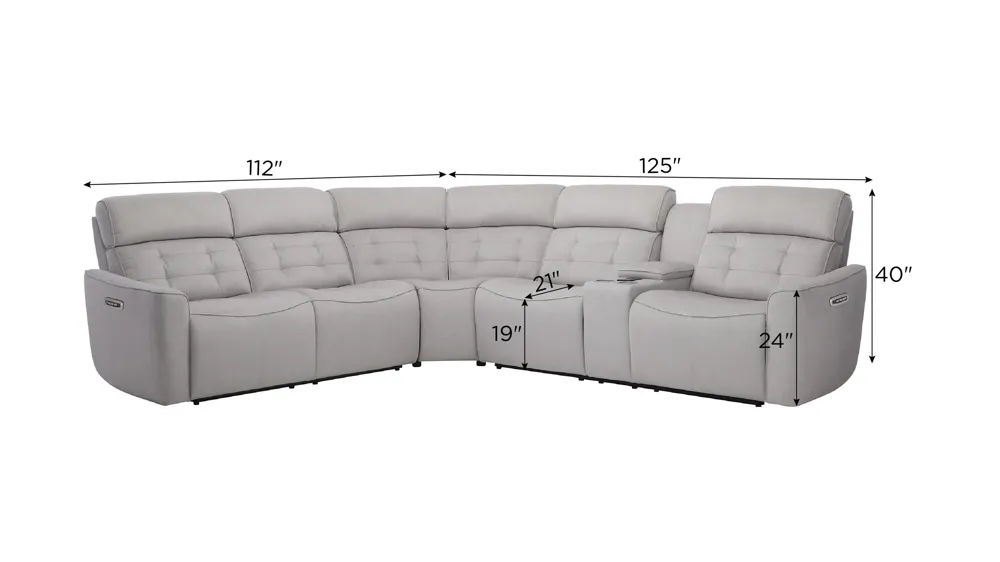 Hanlin 3-pc. Power Sectional Dimensions