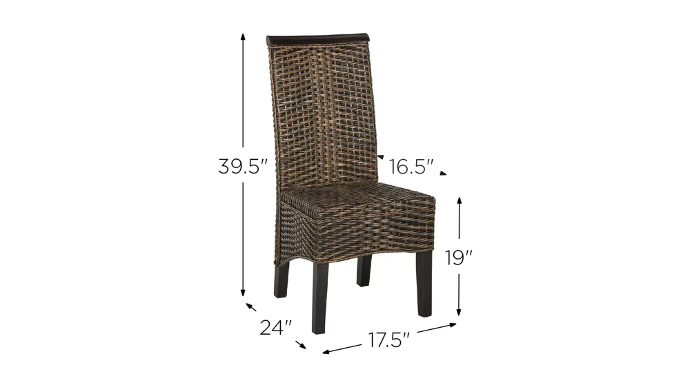 Ember Wicker Dining Chair - Set of 2 Dimensions