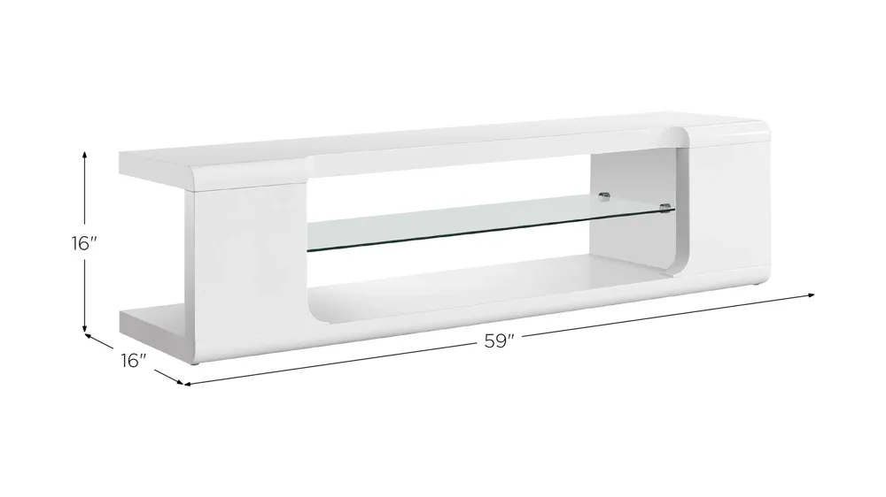 60" Monarch Tempered Glass TV Stand Dimensions