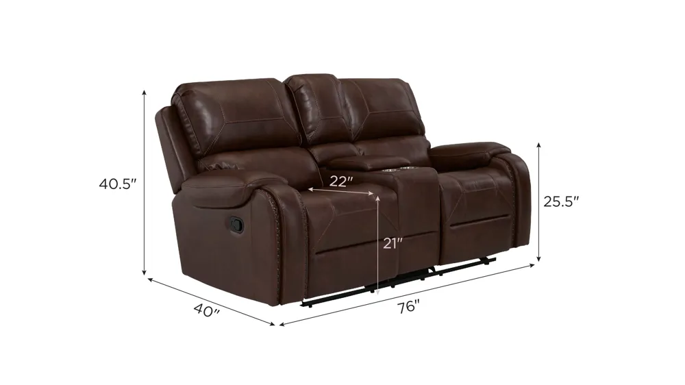 Landon Reclining Glider Console Loveseat Dimensions