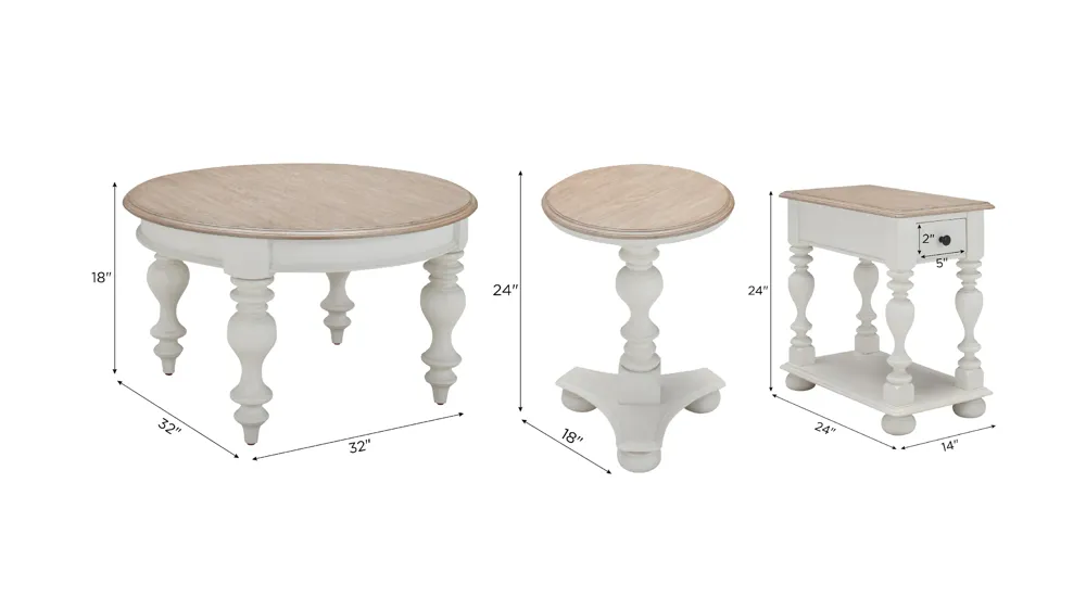 Harcourt 3-pc. Occasional Tables Dimensions