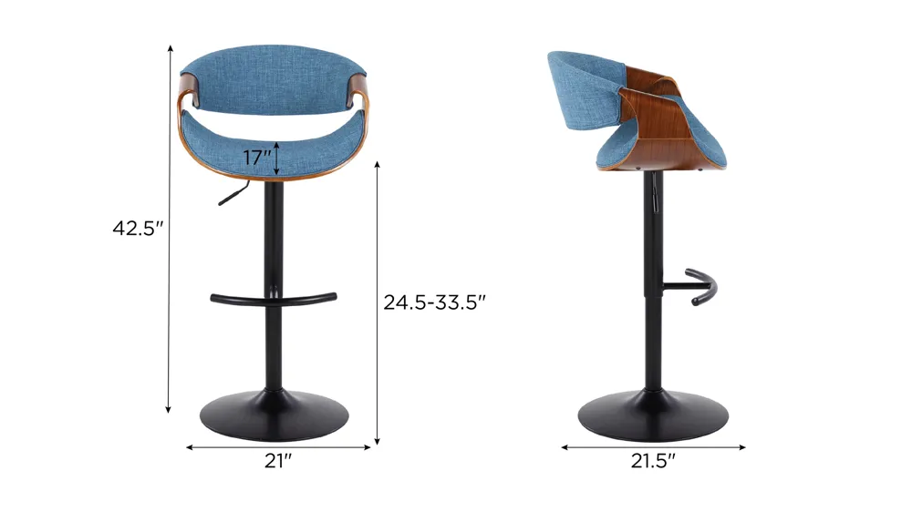 Curvo Adjustable Barstool - Set of 2 Dimensions
