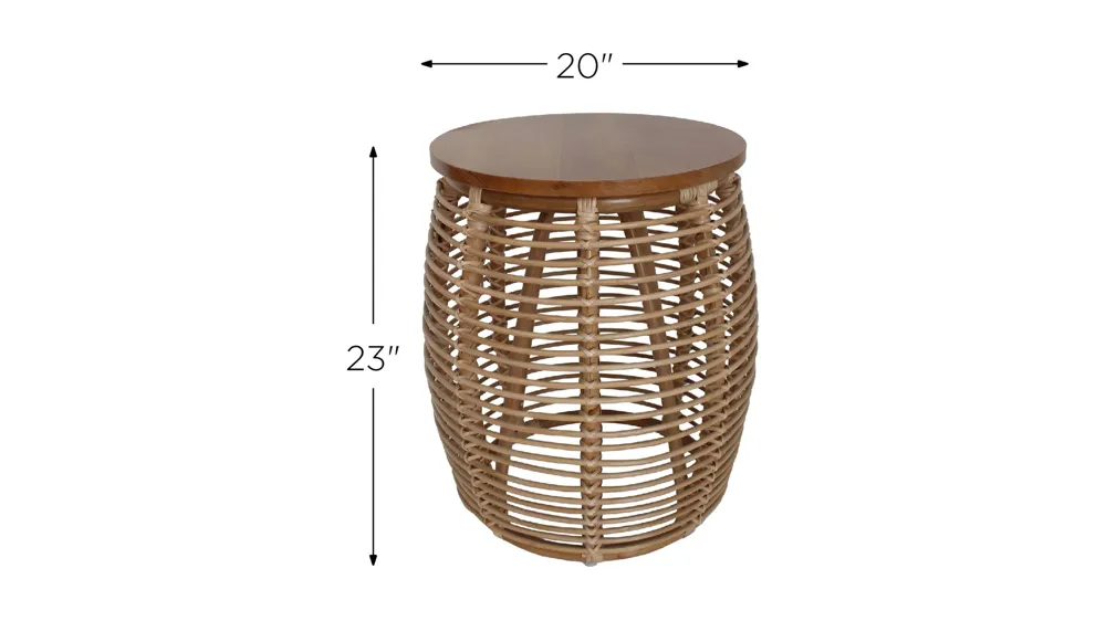 Iris Round Rattan End Table Dimensions