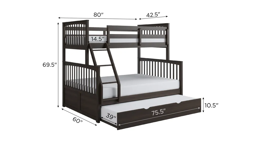 Apollo Bunk Bed with Trundle Dimensions