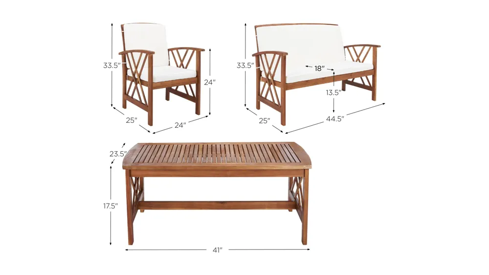 Wrangell 4-pc. Patio Set Dimensions