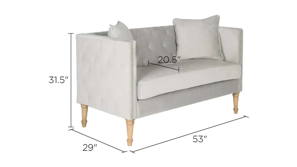 Carrie Tufted Settee With Pillows Dimensions