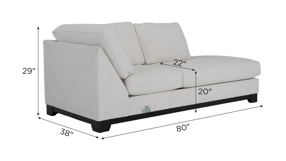Artemis I Right Arm Facing Armless Chaise Dimensions