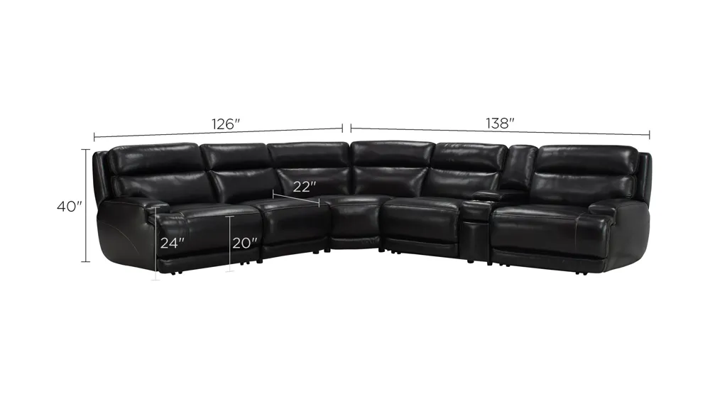 Tompkins Leather 6-pc. Sectional Dimensions