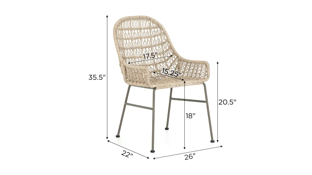 Bandera Outdoor Dining Chair Dimensions