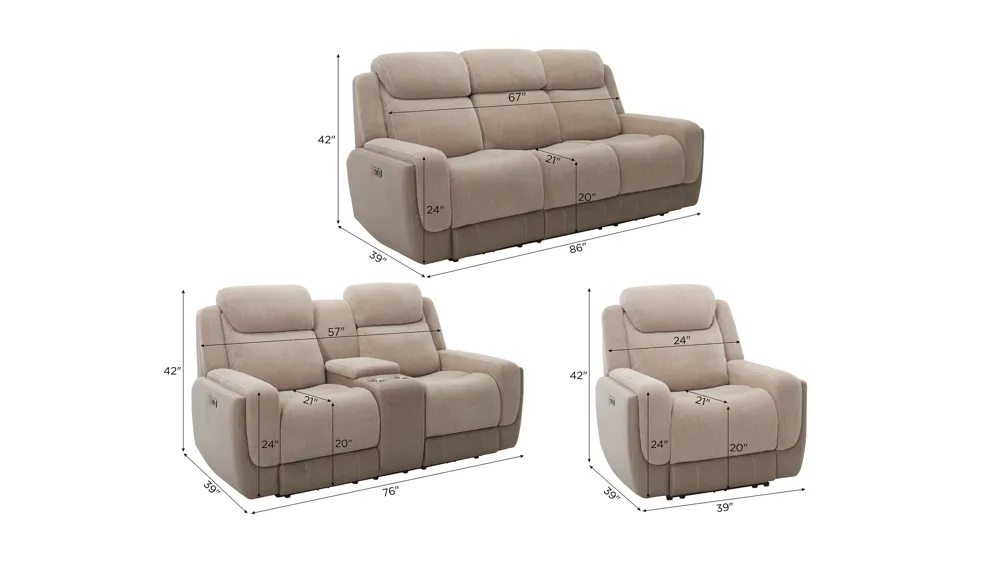 Novah Living Room Set Dimensions