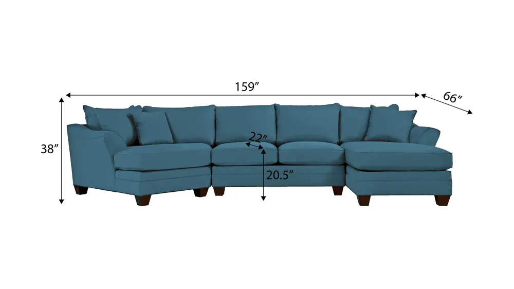 Foresthill 3-pc. Right Hand Facing Sectional Sofa Dimensions