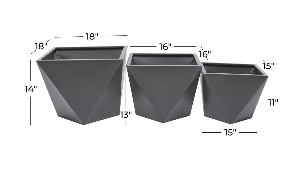Ivy Collection Jemstar Planter Set of 3 Dimensions