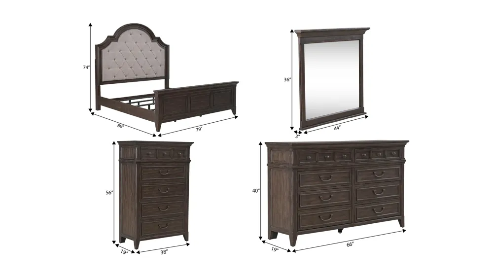 Paradise Valley 4-pc. Bedroom Set Dimensions