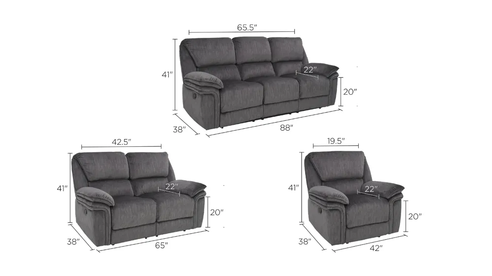 Portman Living Room Set Dimensions