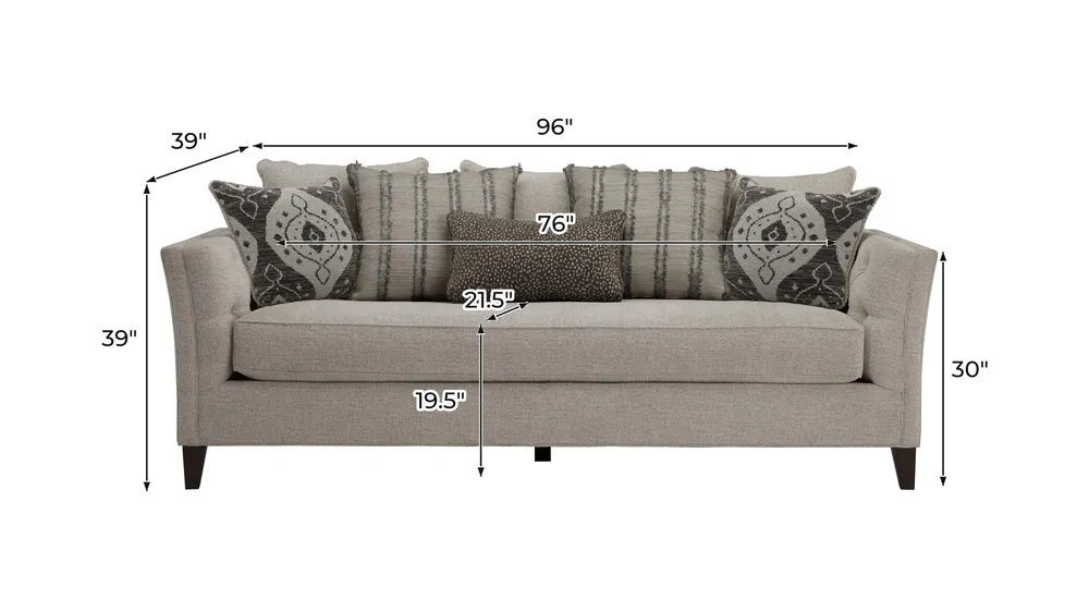 Callie Queen Sleeper Sofa w/ Memory Foam Mattress Dimensions