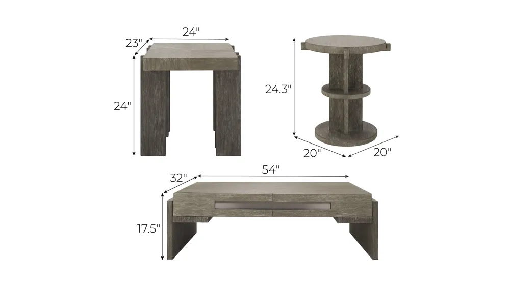 Blair 3-pc. Occasional Tables Dimensions