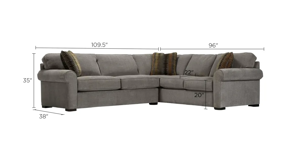 Kipling 2-pc. Chenille Sectional Sofa Dimensions