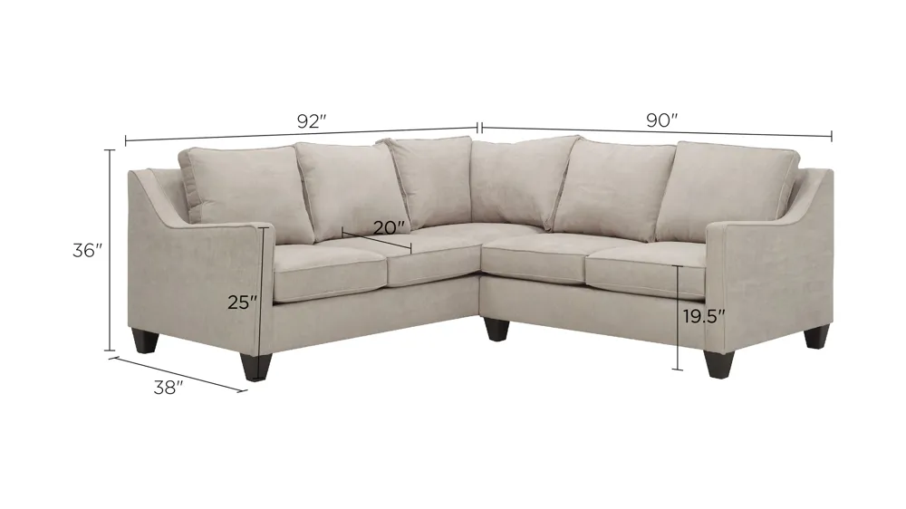 Ezra 2-pc. Chenille Sectional Sofa Dimensions