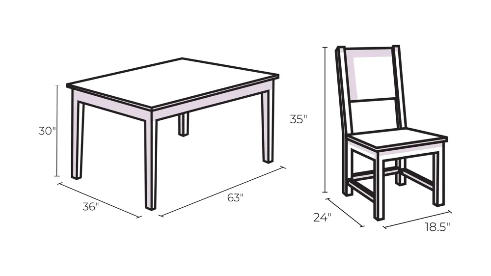 Misty 7-pc. Dining Set Dimensions
