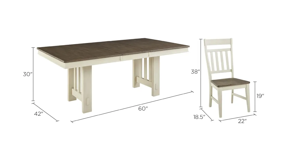 Bremerton 7-pc. Rectangular Dining Set with Butterfly Leaf Dimensions