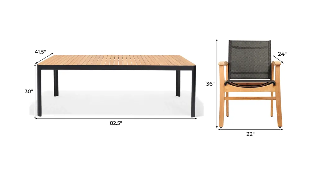 Urban Zen 7-pc. Patio Dining Set Dimensions