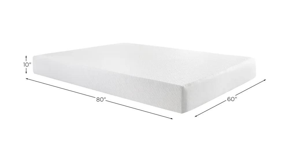 SleepInc. 10-inch Firm Gel Memory Foam Mattress in a Box Dimensions