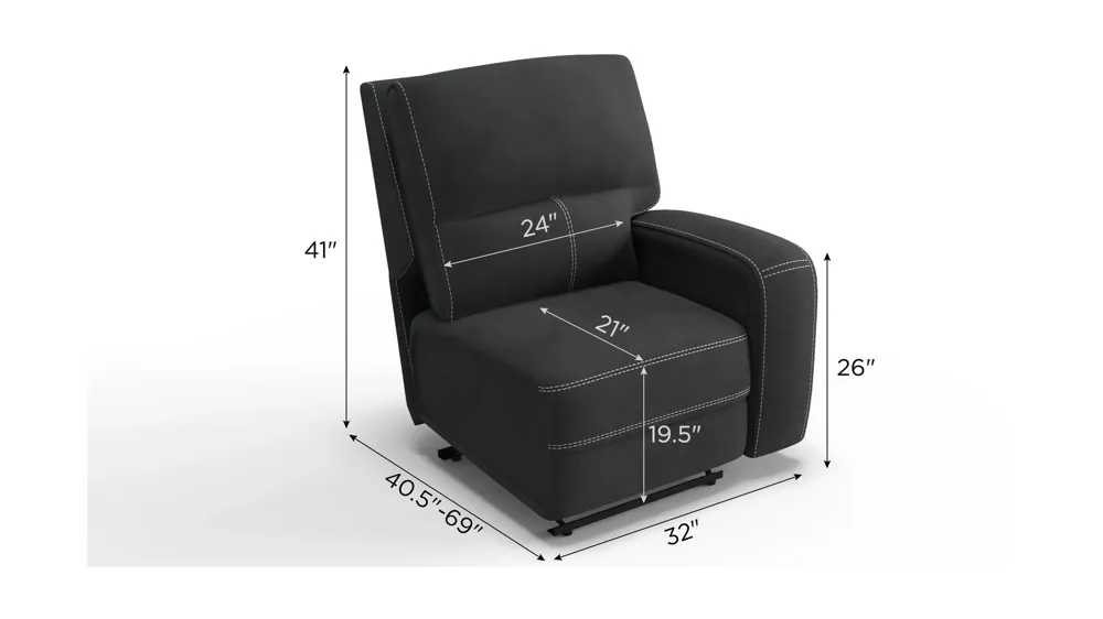 Ian Right Arm Facing Triple Power Recliner Dimensions