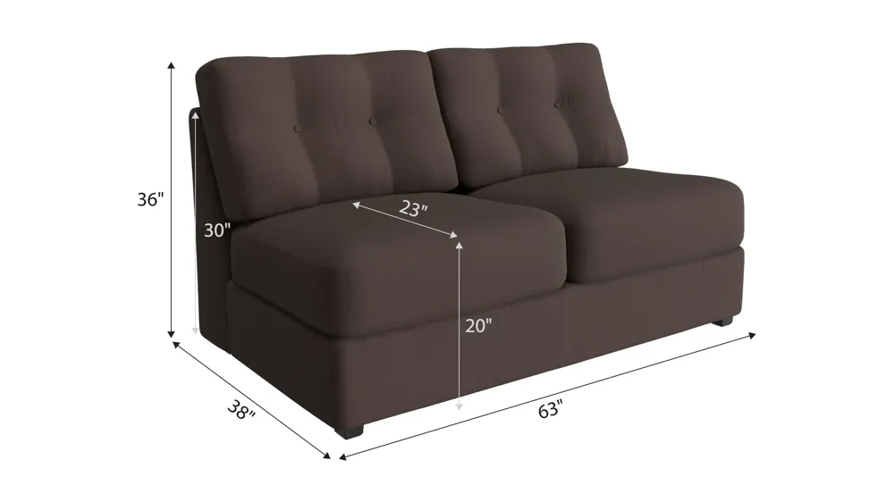 ModularOne Armless Loveseat w/ Full Sleeper Dimensions