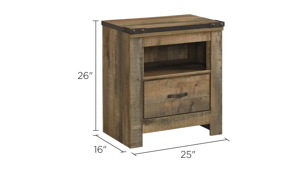 Braydon 1 Drawer Nightstand w/ USB Charging Dimensions
