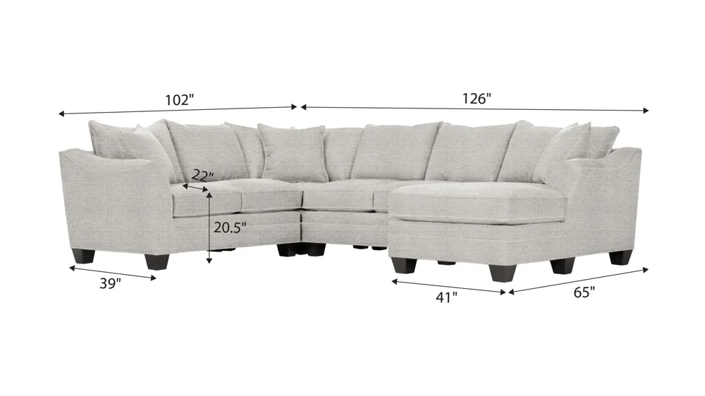Foresthill 4-pc. Sectional w/ Right Arm Facing Chaise Dimensions