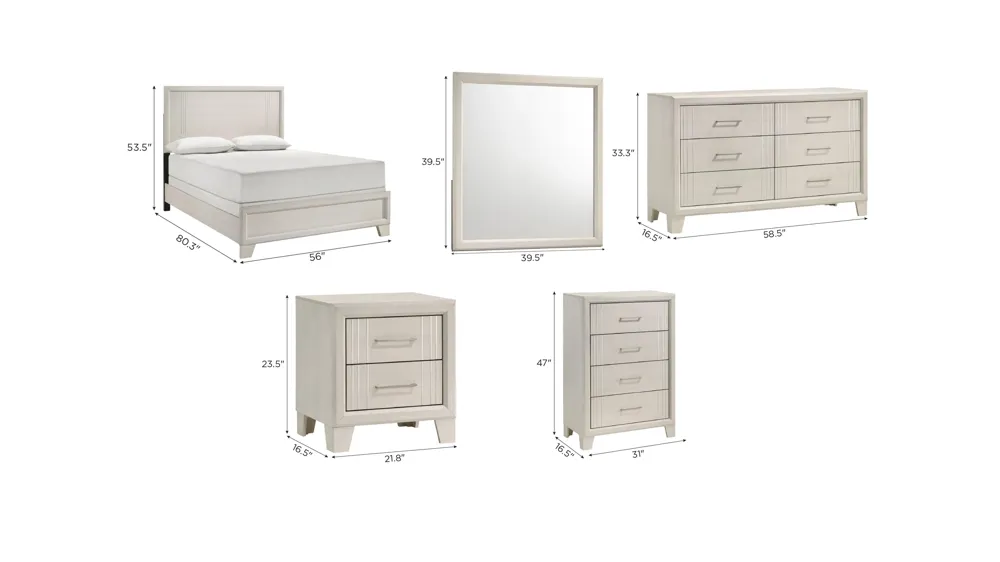 Charlie 5-pc. Bedroom Set Dimensions