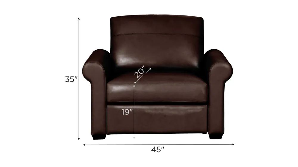 Harley 2-pc. Leather Chair Dimensions