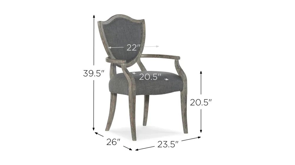 Beaumont Shield Arm Chair - Set of 2 Dimensions