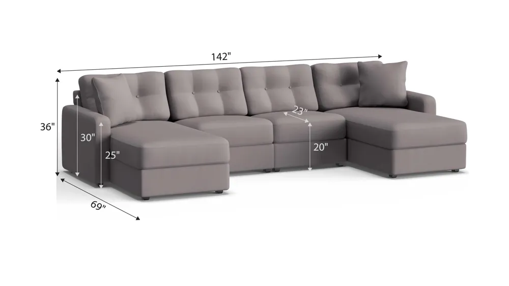 ModularOne 4-pc. Sectional Dimensions