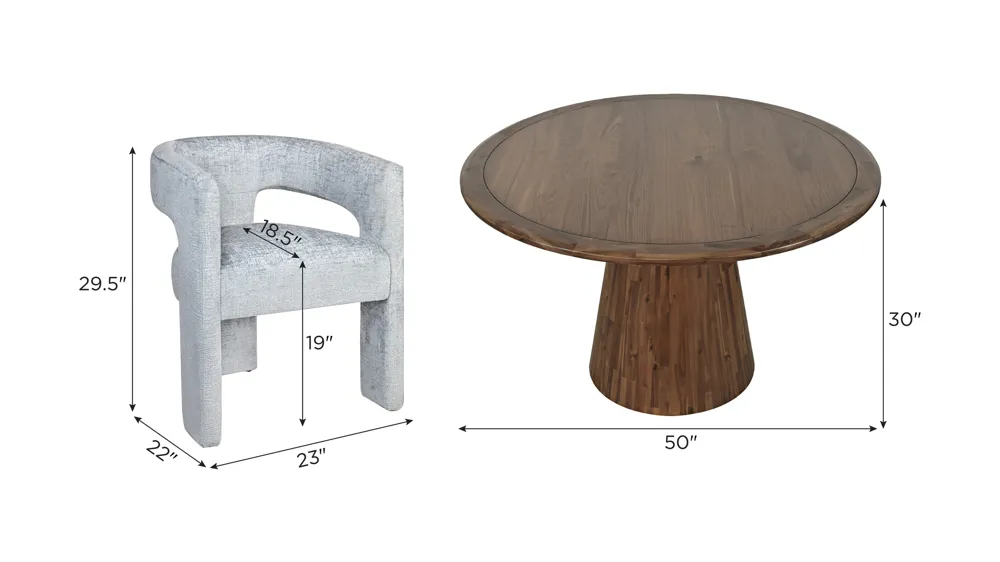 Gwen Dining Set -5pc. Dimensions