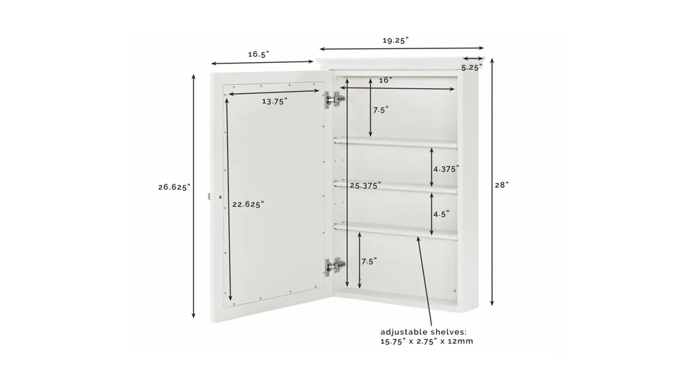 Lydia Mirrored Wall Cabinet Dimensions